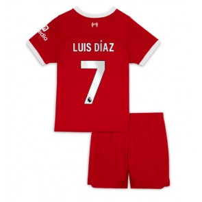 Liverpool Luis Diaz #7 Hemmaställ Barn 2023-24 Kortärmad (+ Korta byxor)